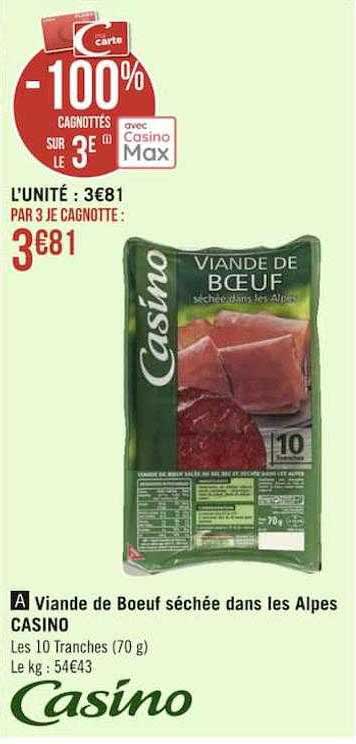 viande de boeuf séchée dans les alpes casino