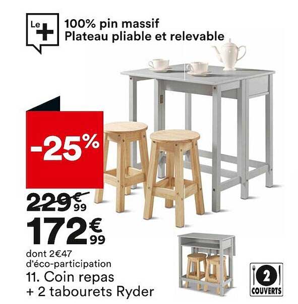 coin repas + 2 tabourets ryder