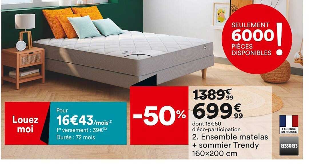 Ensemble Matelas + Sommier Trendy 160 X 200 Cm