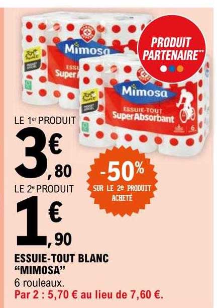 essuie-tout blanc "mimosa"