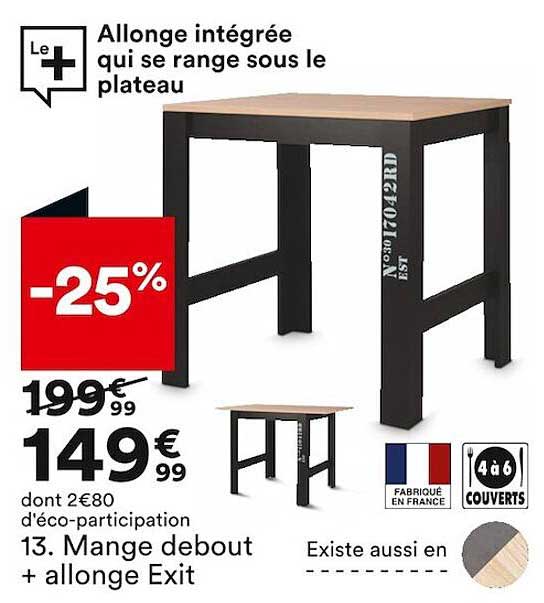 mange debout + allonge exit