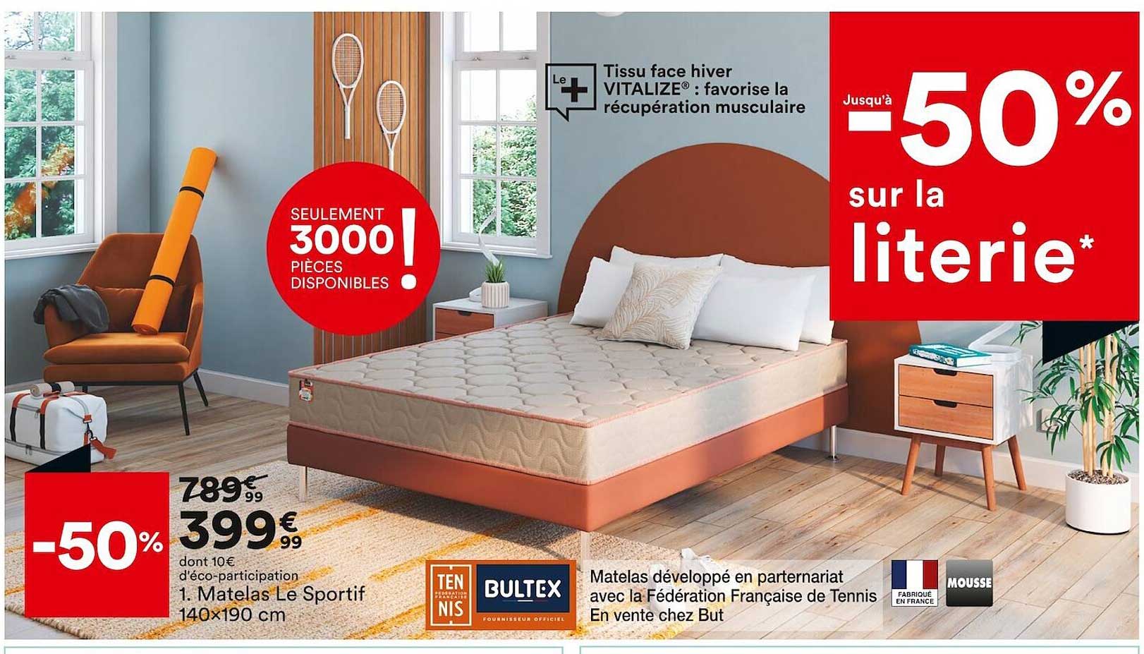 matelas le sportif 140 x 190 cm  bultex