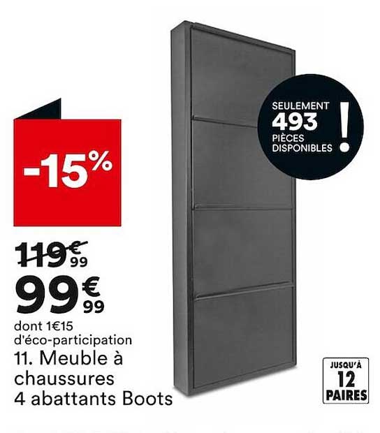 meuble à chaussures 4 abattants boots