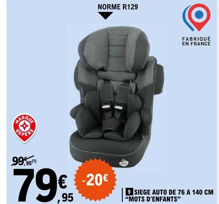 siège auto de 76 à 140 cm "mots d'enfants"