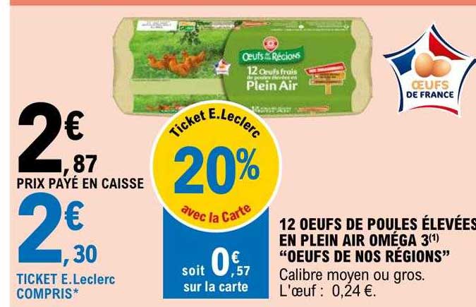 12 œufs de poules élevées en plein air oméga 3 "œufs de nos régions"