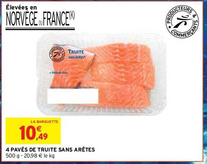 4 pavés de truite sans arêtes