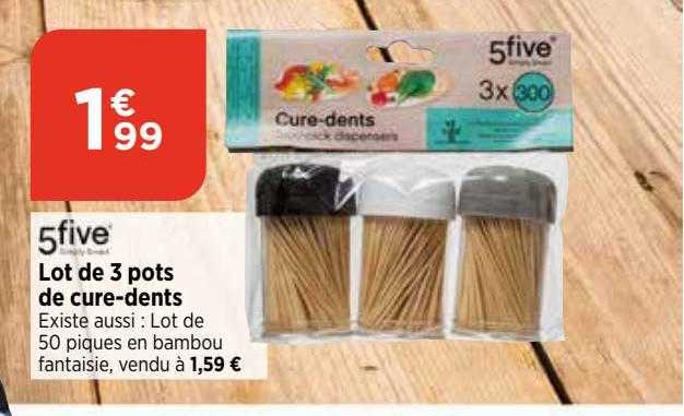 5five lot de 3 pots de cure-dents