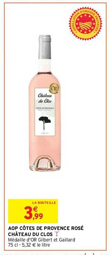 aop côtes de provence rosé château du clos