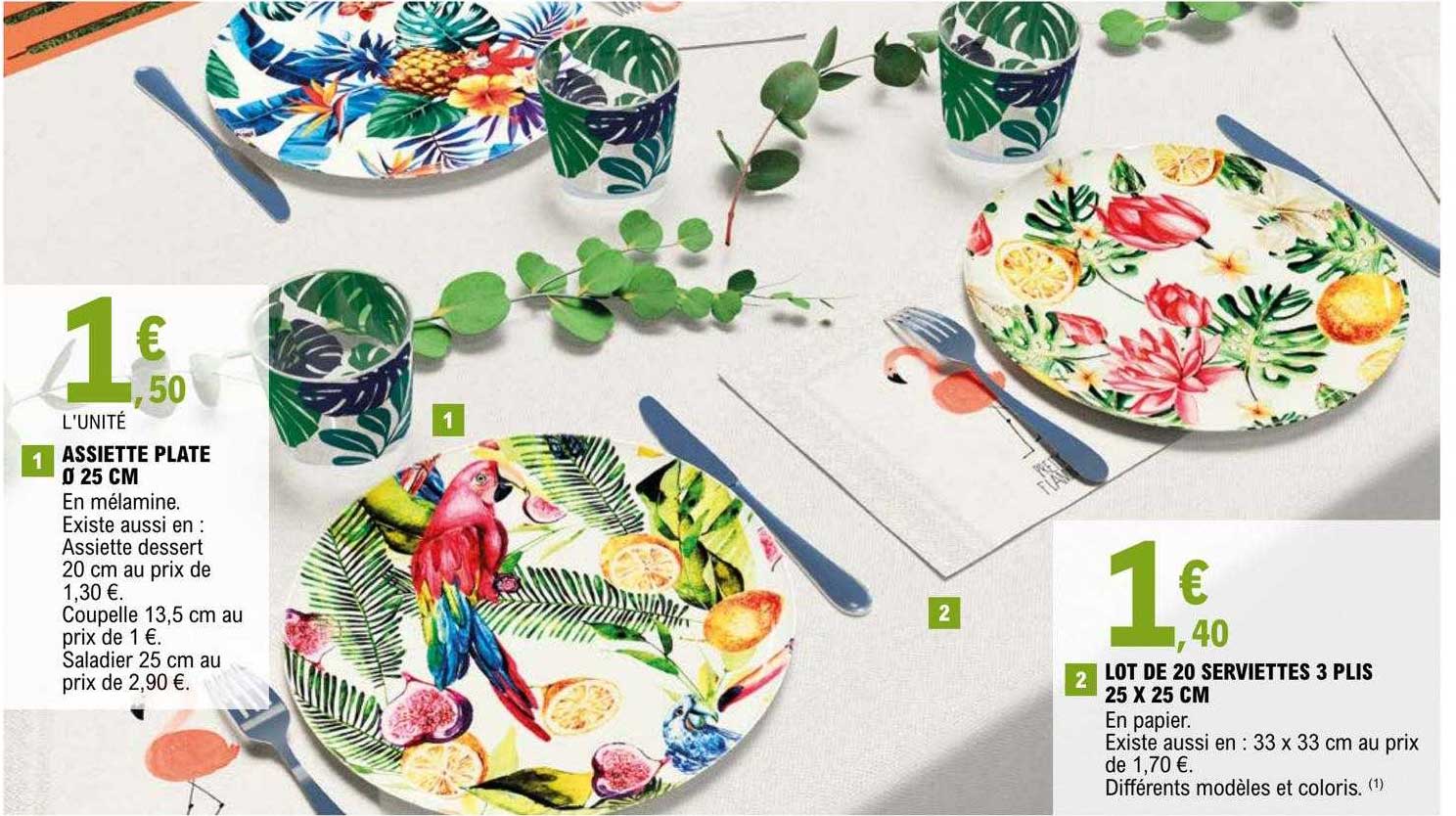 assiette plate ou lot de 20 serviettes 3 plis 25 x 25 cm