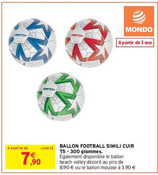 ballon football simili cuir t5 - 300 grammes