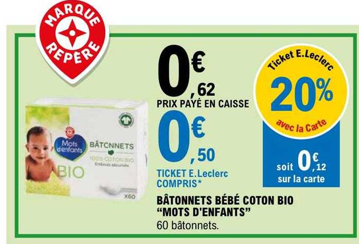 bâtonnets bébé coton bio "mots d'enfants"