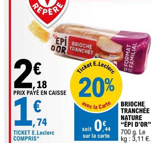 brioche tranchée nature "épi d'or"