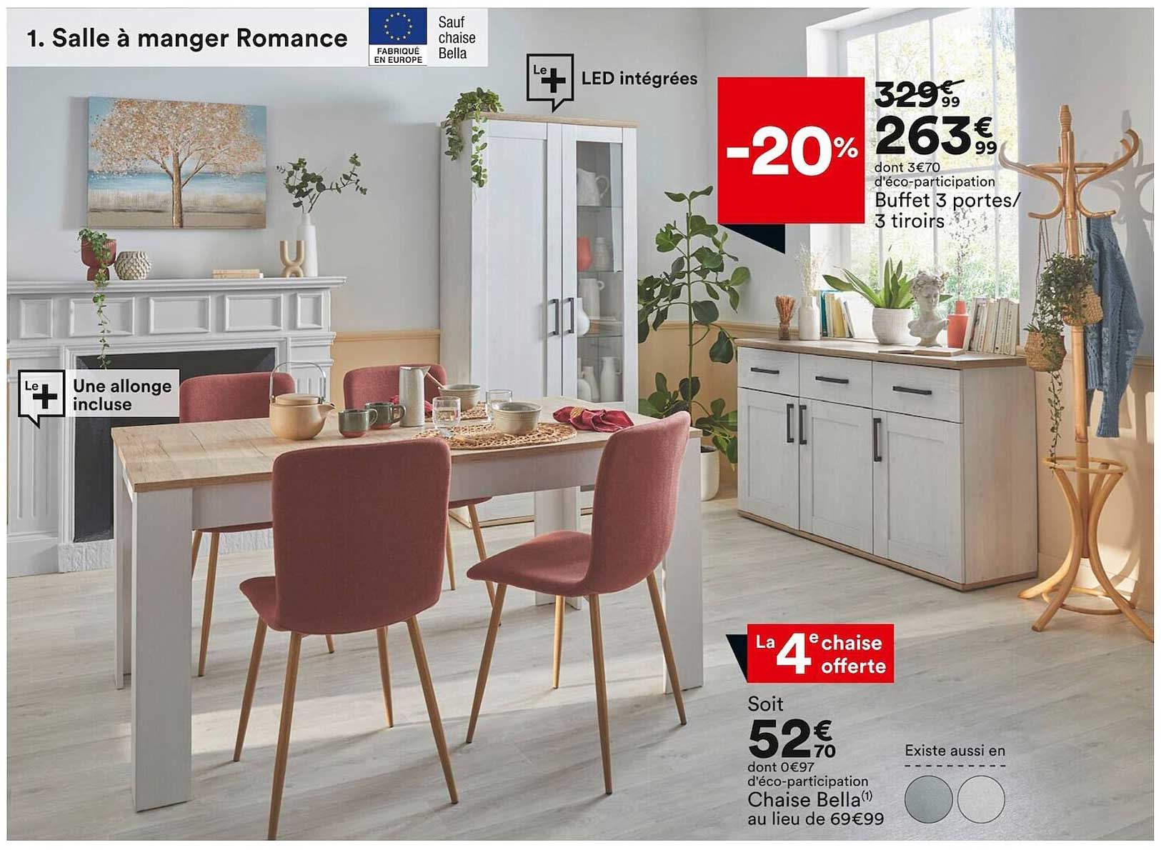 buffet 3 portes-3 tiroirs, chaise bella