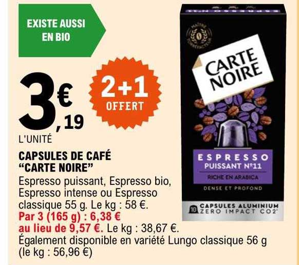 Capsules De Café "carte Noire"