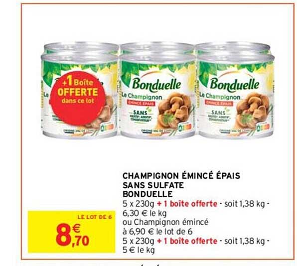 champignon émincé épais sans sulfate bonduelle