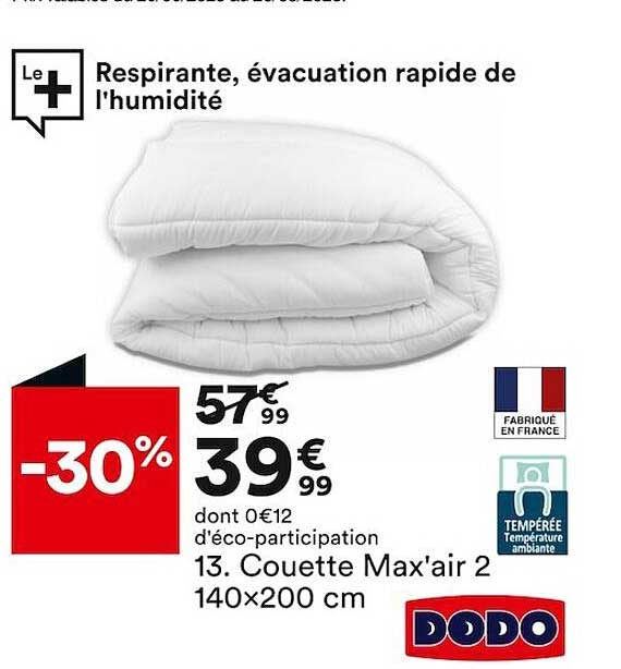 Couette Max'air 2 140 X 200 Cm Dodo