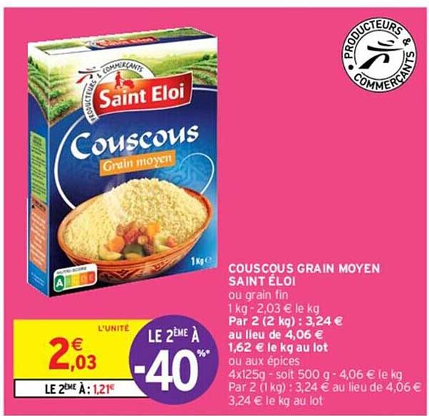 couscous grain, moyen saint éloi