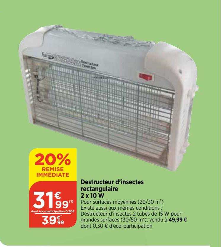 destructeur d'insectes rectangulaire 2 x 10 w