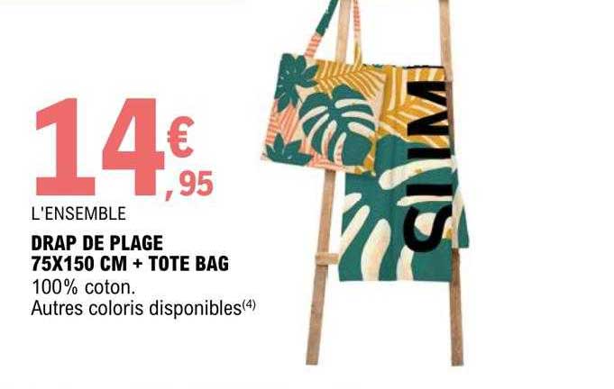 Drap De Plage 75 X 150 Cm + Toge Bag