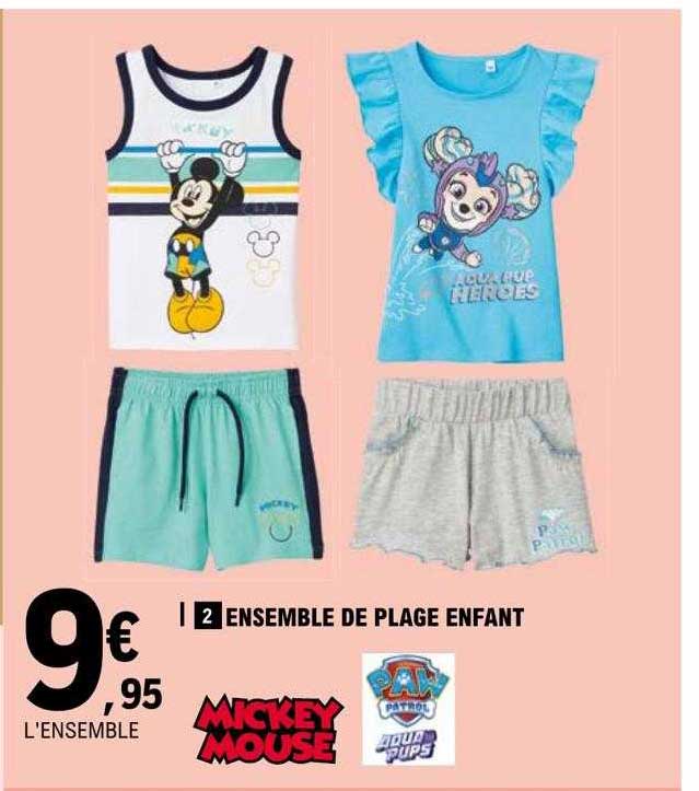 ensemble de plage enfant mickey mouse, paw patrol