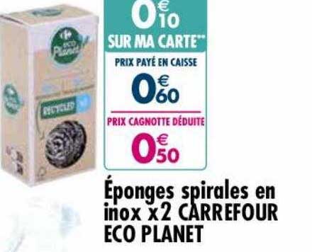 éponges spirales en inox x2 carrefour eco planet