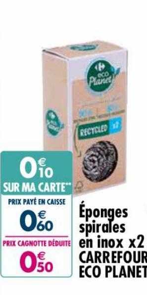 éponges spirales en inox x2 carrefour eco planet