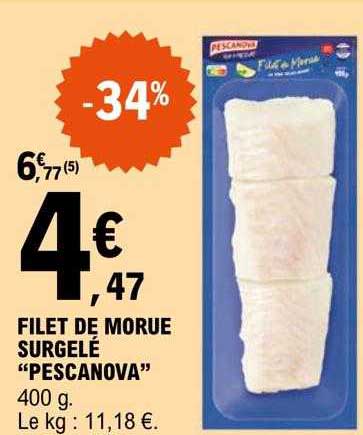 Filet De Morue Surgelé "pescanova"