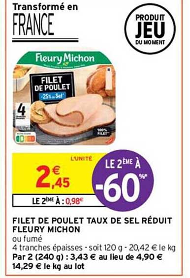 filet de poulet taux de sel réduit fleury michon