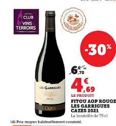 fitou aop rouge les garrigues cazes 2021