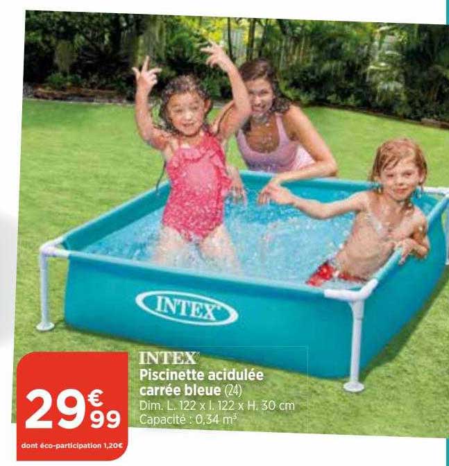 Intex Piscinette Acidulée Carrée Bleue