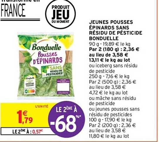 jeunes pousses épinards sans résidu sans résidu de pesticide bonduelle