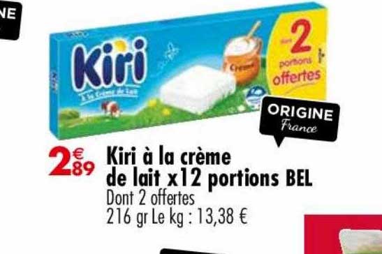 kiri à la crème de lait x 12 portions bel