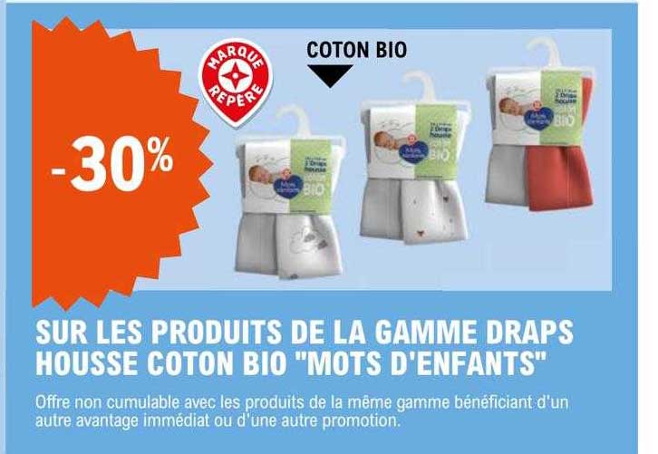 la gamme draps housse coton bio "mots d'enfants"