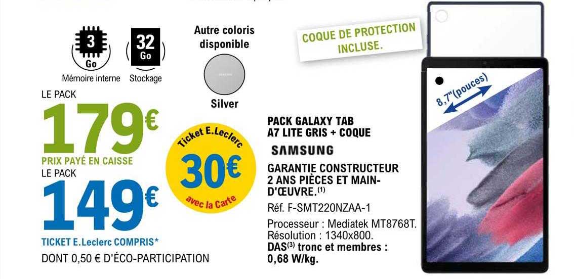 Pack Galaxy Tab A7 Lite Gris + Coque Samsung