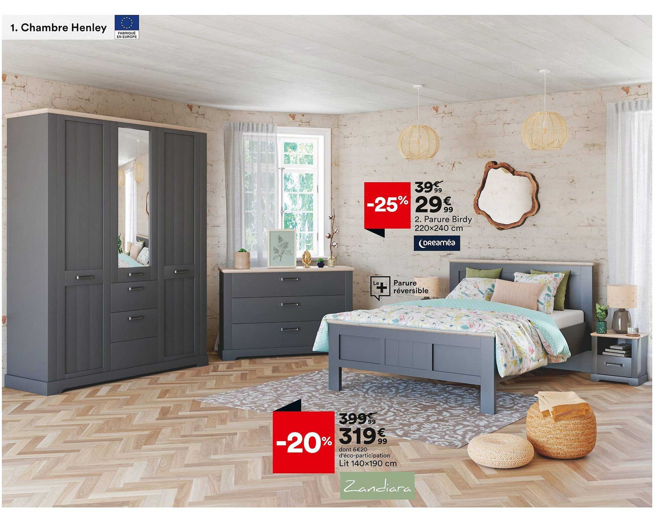 parure birdy 220 x 240 cm dreaméa, lit 140 x 190 cm zandiara