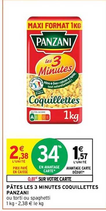 pâtes les 3 minutes coquillettes panzani