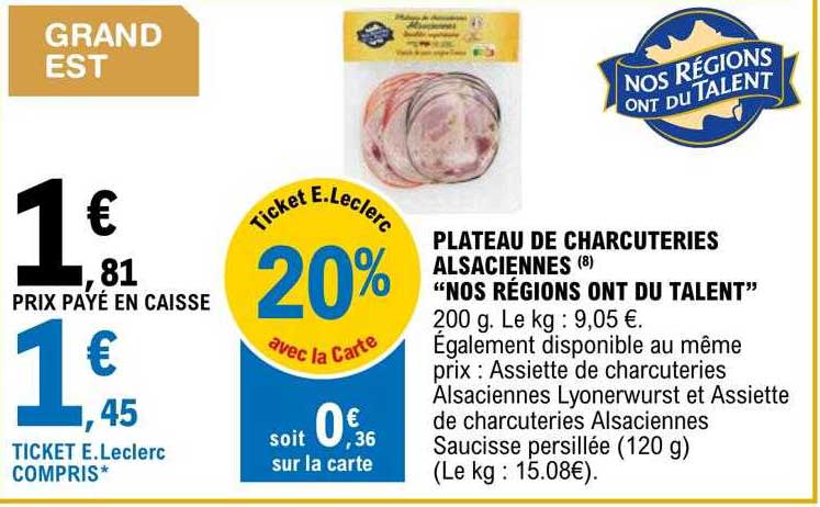 plateau de charcuteries alsaciennes "nos régions ont du talent"