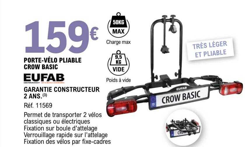 porte-vélo pliable crow basic eufab