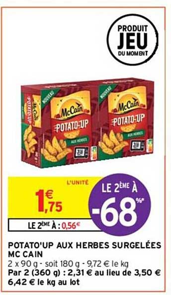 potato'up aux herbes surgelées mc cain