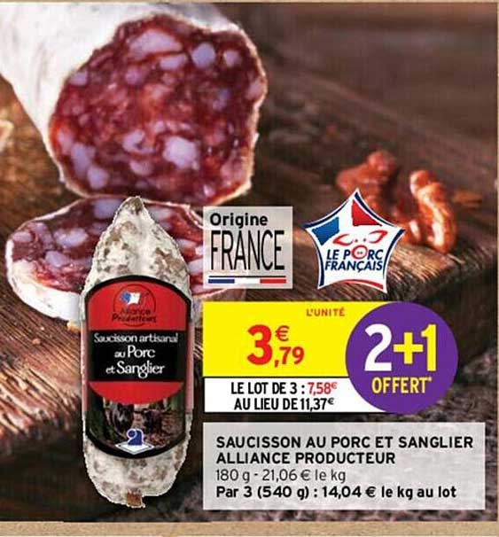 saucisson au porc et sanglier alliance producteur