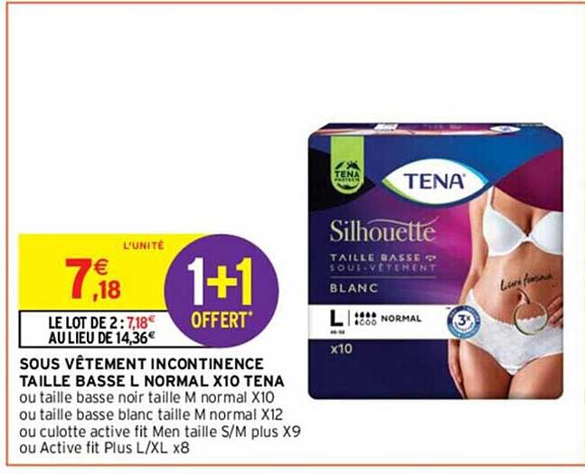 sous vêtement incontinence taille basse l normal x10 tena