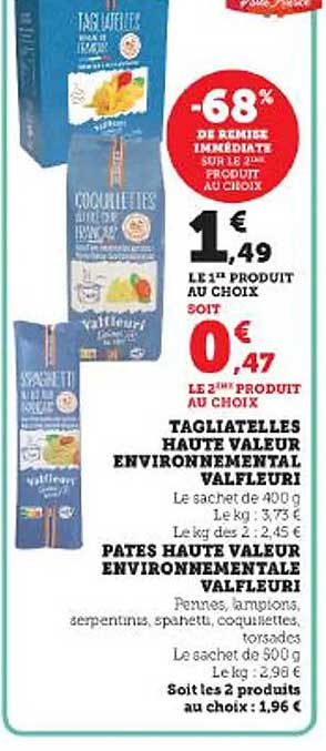 tagliatelles haute valeur environnemental, pâtes haute valeur environnementale valfleuri