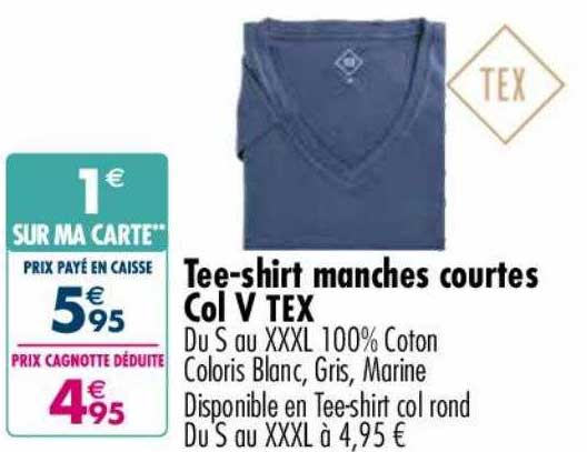 Tee-shirt Manches Courtes Col V Tex