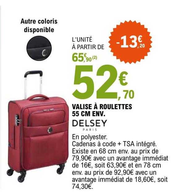 valise à roulettes 55 cm env. delsey paris
