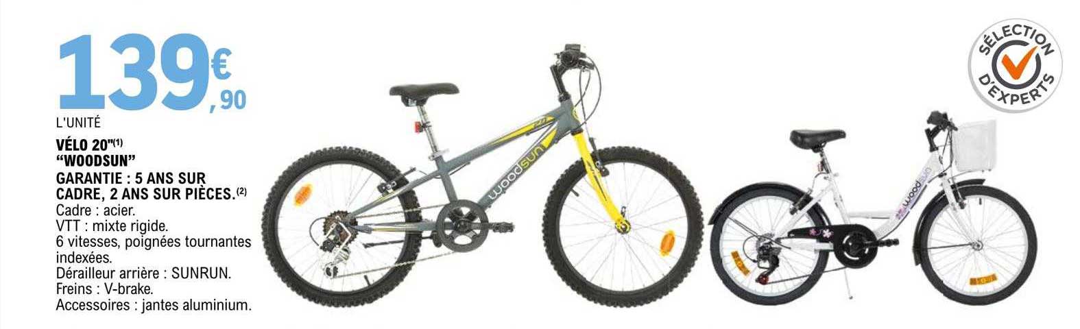 vélo 20" "woodsun" garantie : 5 ans sur cadre, 2 ans sur pièces