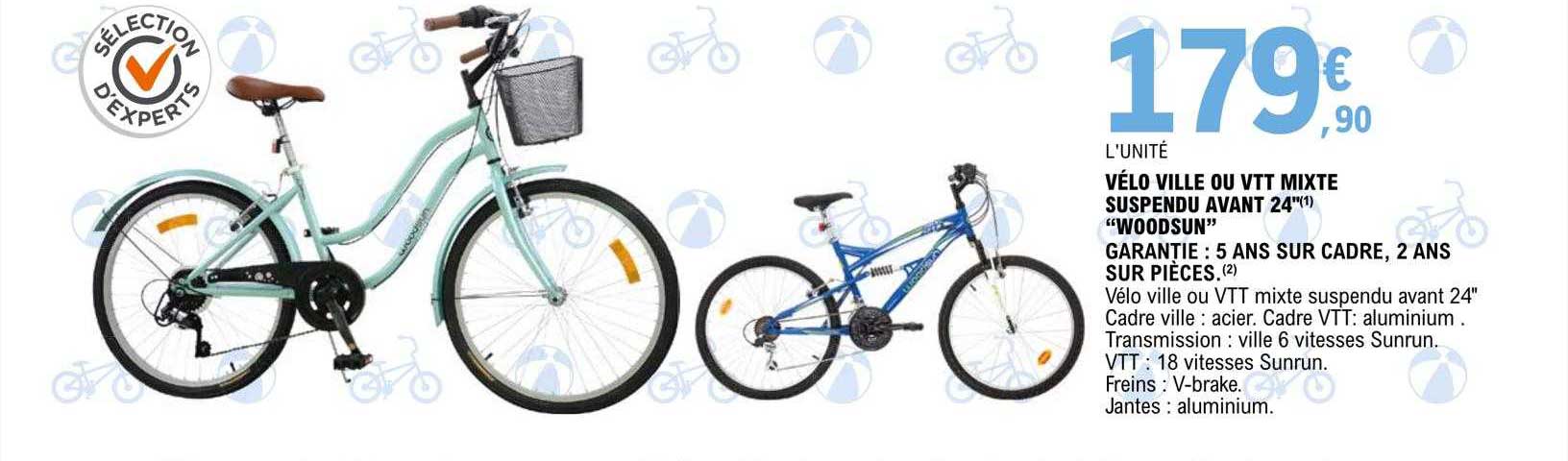 vélo ville ou vtt mixte suspendu avant 24" "woodsun"