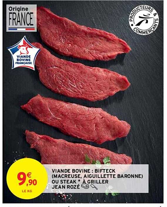 viande bovine : bifteck ou steak à griller jean rozé