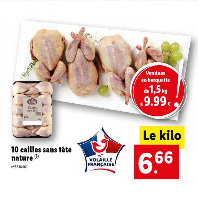10 Cailles Sans Tête Nature