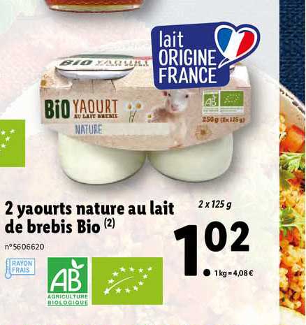 2 Yaourts Nature Au Lait De Brebis Bio