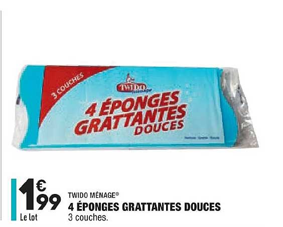 4 éponges Grattantes Douces Twido Ménage
